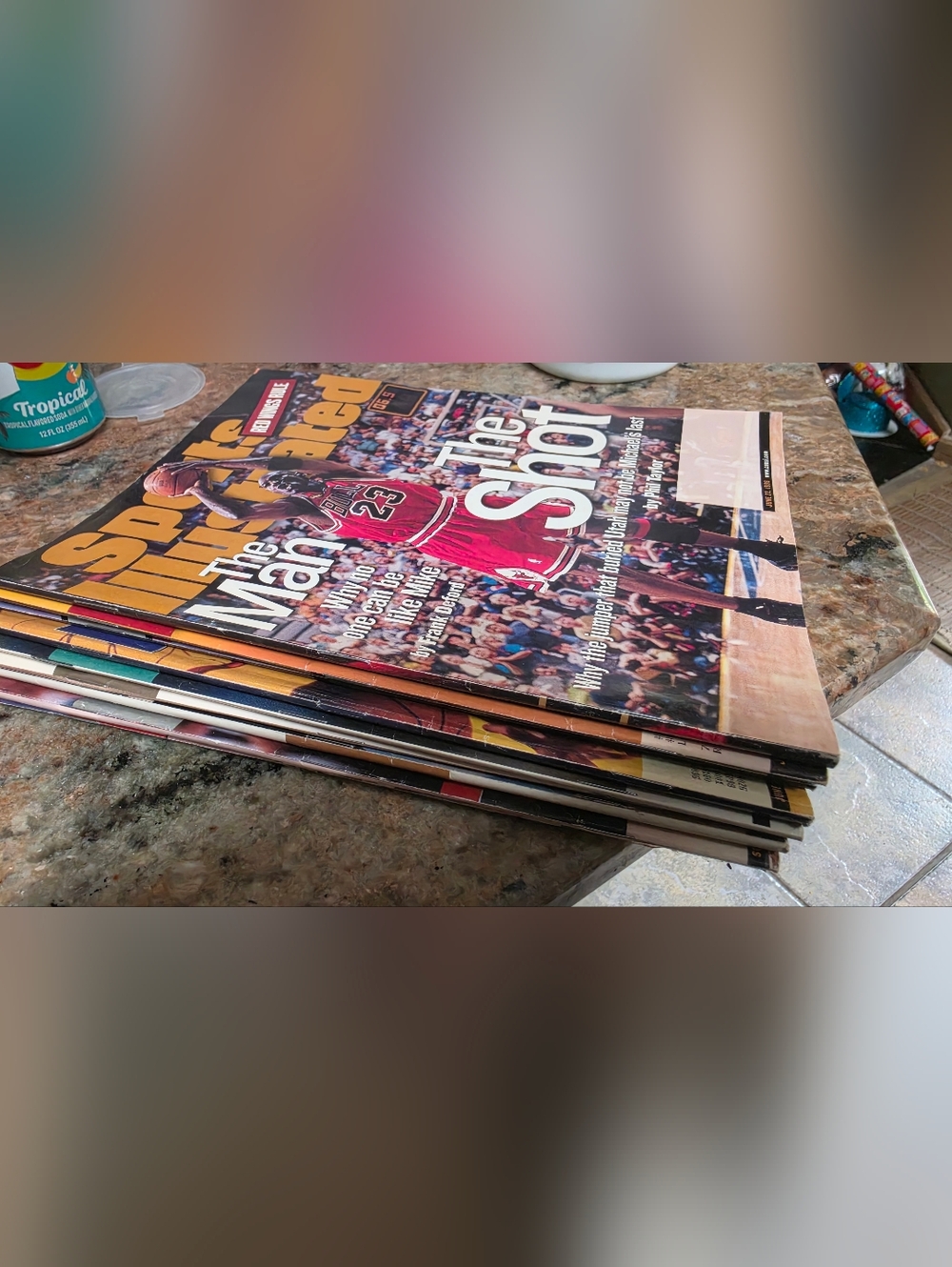 Sports Illustrated Magazine Stack Featuring Michael Jordan Cover (Red, Black)